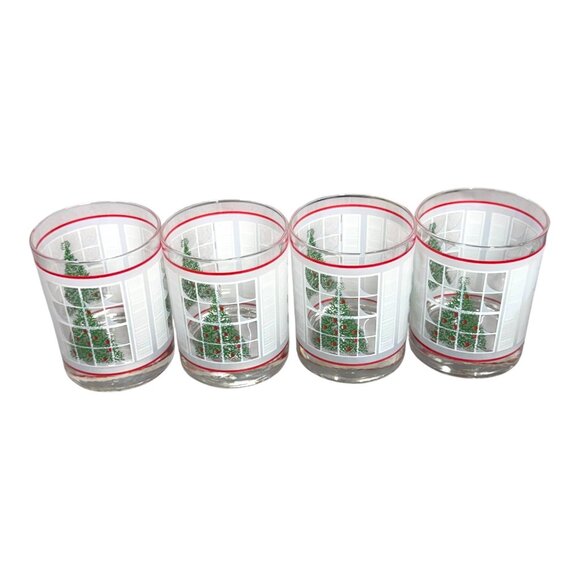Vtg Waechtersbach Frosted Christmas Tree In Window Old Fashion Tumblers Set 4 - Picture 7 of 7